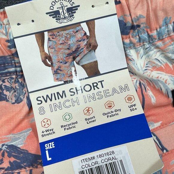 Dockers Mens Recycled Coral Palm Print 8 Inch Swim Shorts L a0474 - Picture 4 of 7